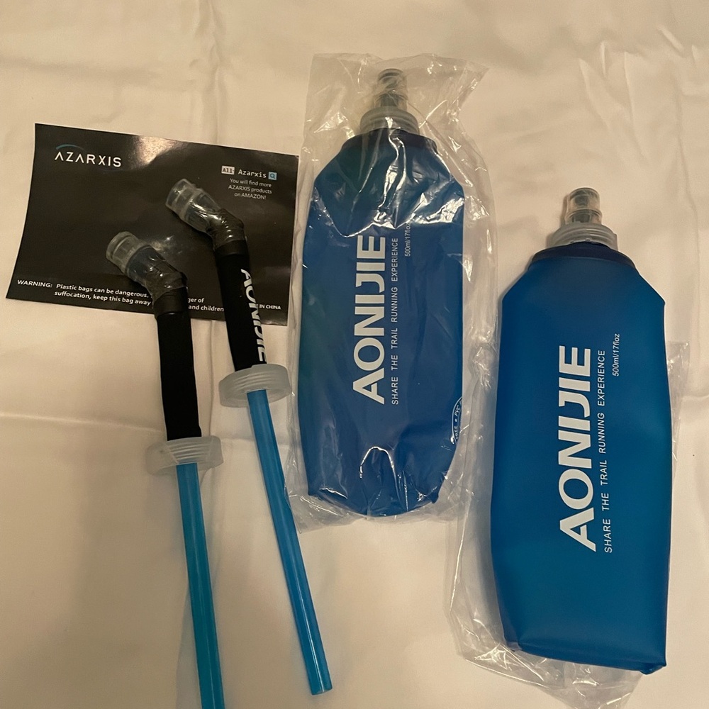 2 Soft TPU Collapsible Water Bottles with Straws